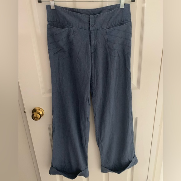 Blue Linen House of Spy Pants with Cuffs Size Medium - Picture 3 of 10